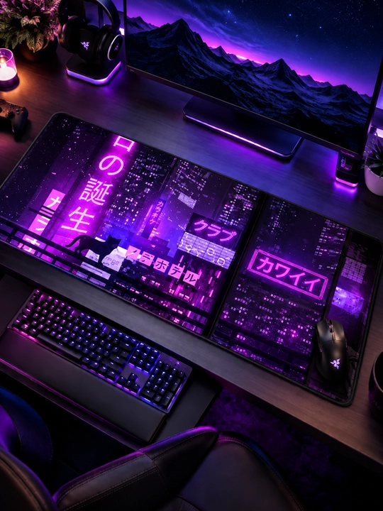 Большой игровой коврик для клавиатуры и мыши с RGB-подсветкой, 90×40 см