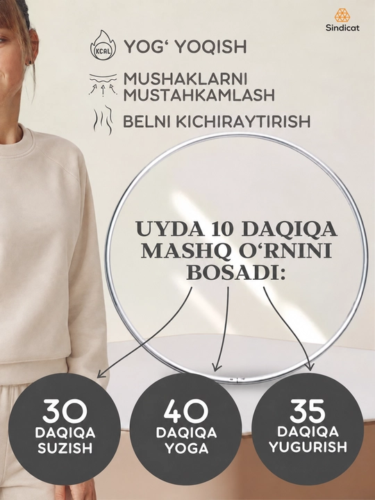 Mеталлический обруч для фитнеса и похудения, с песочным наполнителем, 88 см, 1 кг