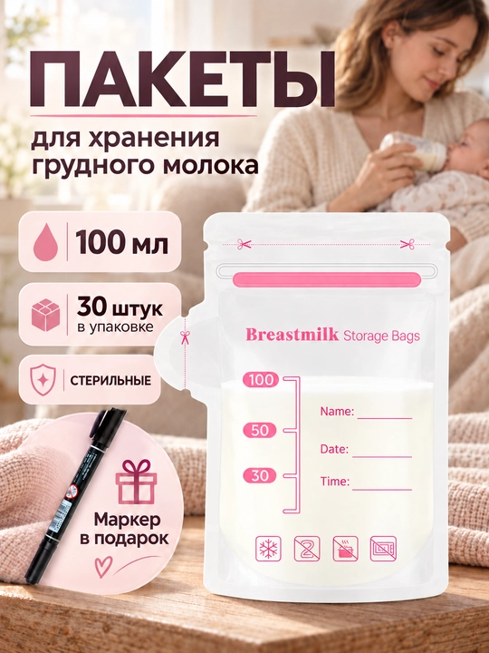 Ona sutini saqlash va muzlatish uchun qoplar, 30 dona Hyper Martdan sizning oilangiz uchun - 