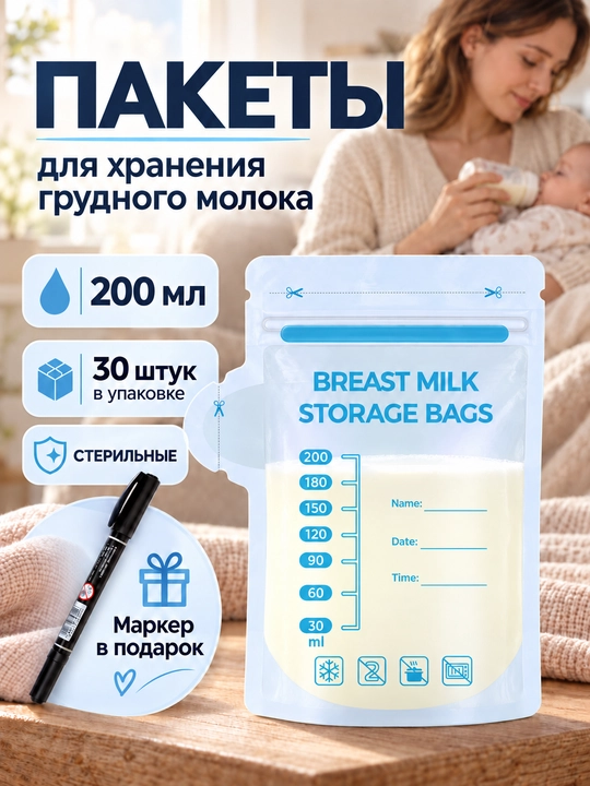 Ona sutini saqlash va muzlatish uchun qoplar, 30 dona Hyper Martdan sizning oilangiz uchun - 