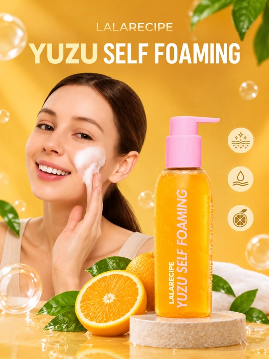 Lalarecipe Yuzu Self Foaming 3 in 1, AHA, BHA, кислотное очищающее средство для лица