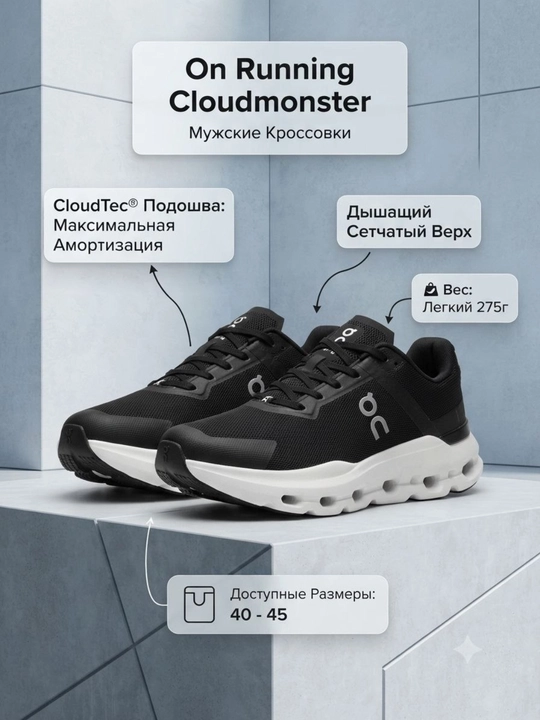 Erkaklar uchun On Cloud premium krossovkalari, 1 o‘lcham kattaroq olish tavsiya etiladi - 