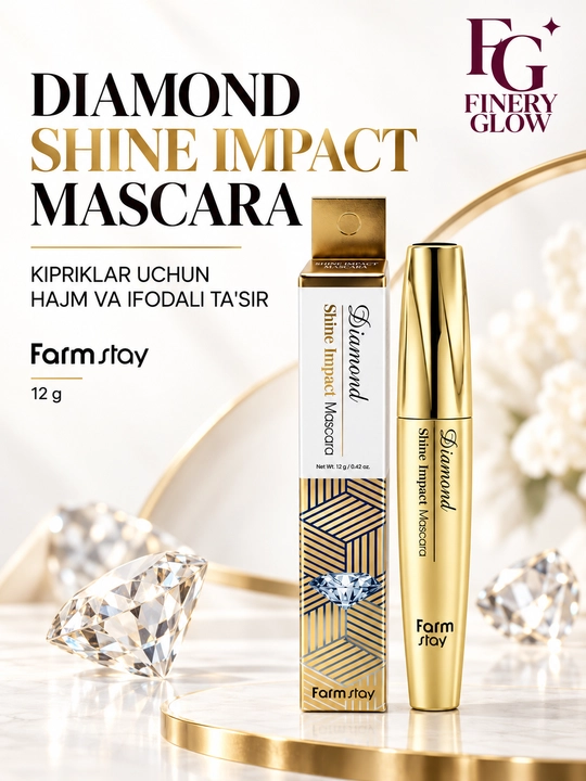 Тушь для ресниц Farmstay Diamond Shine Impact Mascara, объем и ровное нанесение, 12 г - 