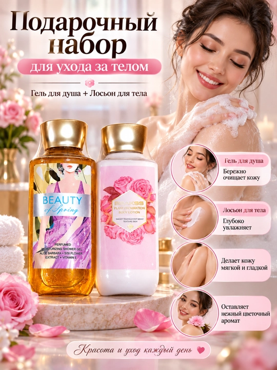 Dush geli va tana losyoni to‘plami 300 ml + 300 ml namlovchi parvarish to‘plami