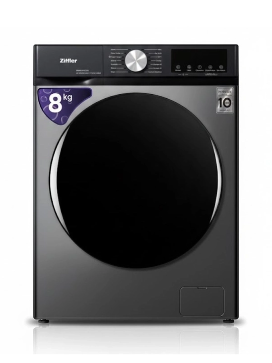 Ziffler kir yuvish mashinasi, 8 kg, BLDC Inverter, Steam Wash bug‘ bilan yuvish
