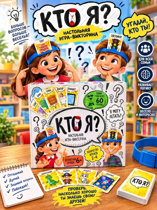 Игрушка настольная игра-викторина «Кто я?» для детей от 6 лет