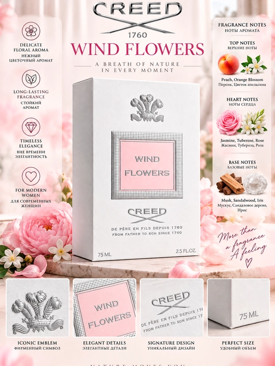 Женские духи CREED Wind Flowers, нежный цветочный аромат, 75 мл - 
