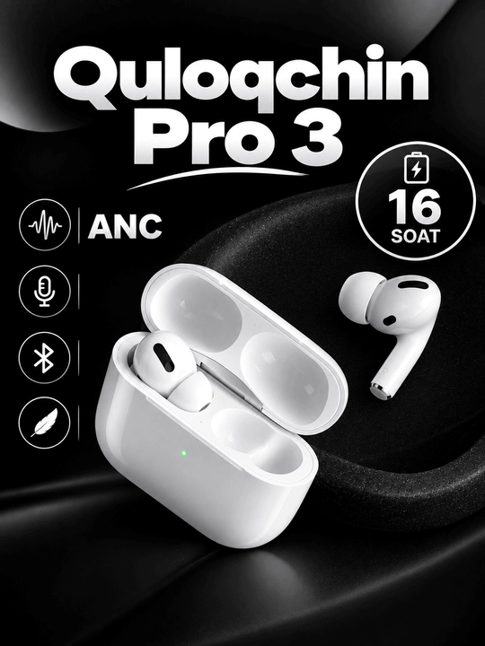 Simsiz quloqchinlar Pro 3 ANC,blutooth  Ayfon va barcha qurilmalar uchun
