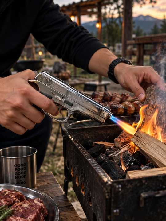 Pistolet shaklidagi gazli zajigalka, metall korpusli