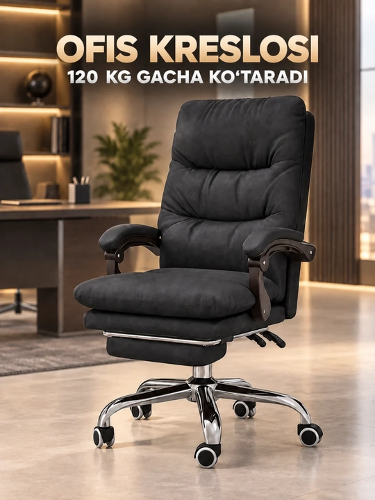 Ofis Kreslosi, Yotadigan (165°), Oyoq qo‘yish joyi bilan - 