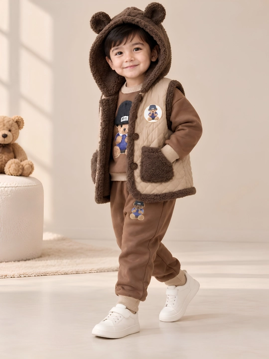 O‘g‘il bolalar uchun 3 qismli issiq sport kostyumi kapyushonli nimcha,svitshot jogger shim