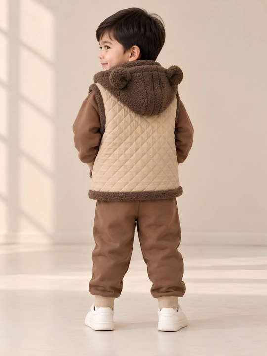 O‘g‘il bolalar uchun 3 qismli issiq sport kostyumi kapyushonli nimcha,svitshot jogger shim