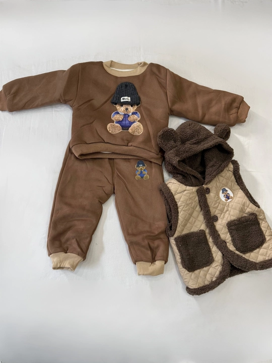 O‘g‘il bolalar uchun 3 qismli issiq sport kostyumi kapyushonli nimcha,svitshot jogger shim
