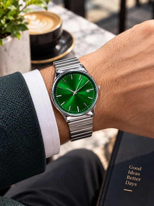 Casio Yashil siferblatli va metall bilaguzukli erkaklar klassik qo‘l soati