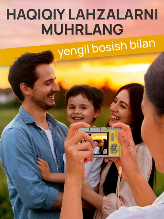 Raqamli fotoapparat 4K 48 MP / Buklanadigan ekranli ixcham retro kamera
