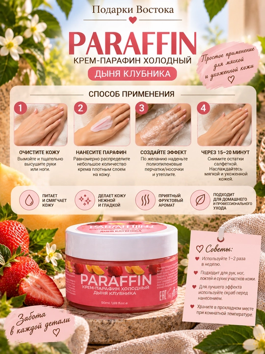 «Qovun qulupnay» hidli PARAFFIN sovuq krem-parafini