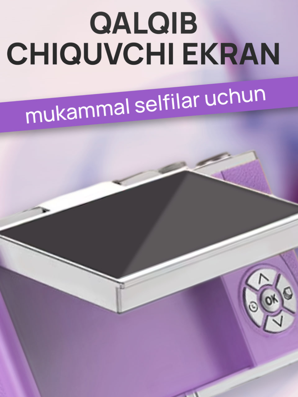 Raqamli fotoapparat 4K 48 MP / Buklanadigan ekranli ixcham retro kamera