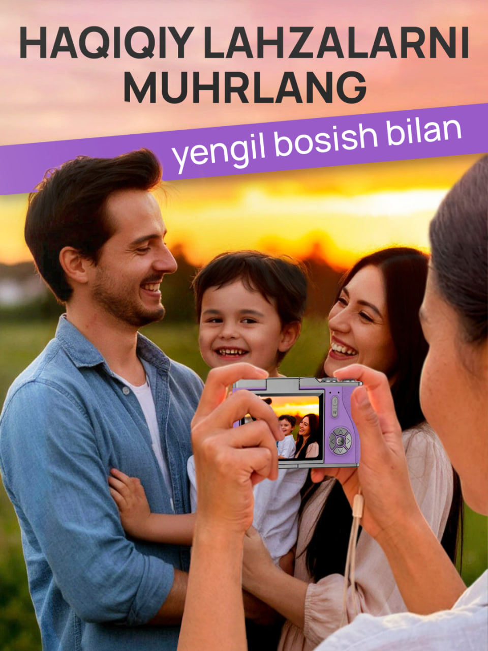 Raqamli fotoapparat 4K 48 MP / Buklanadigan ekranli ixcham retro kamera