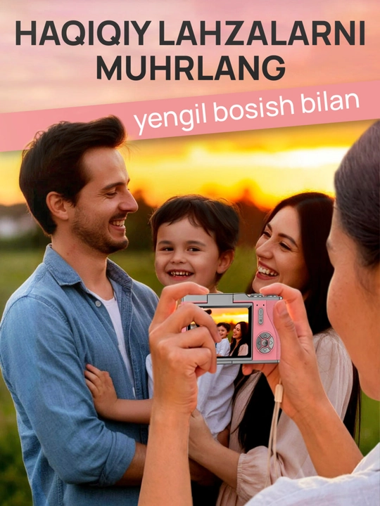 Raqamli fotoapparat 4K 48 MP / Buklanadigan ekranli ixcham retro kamera