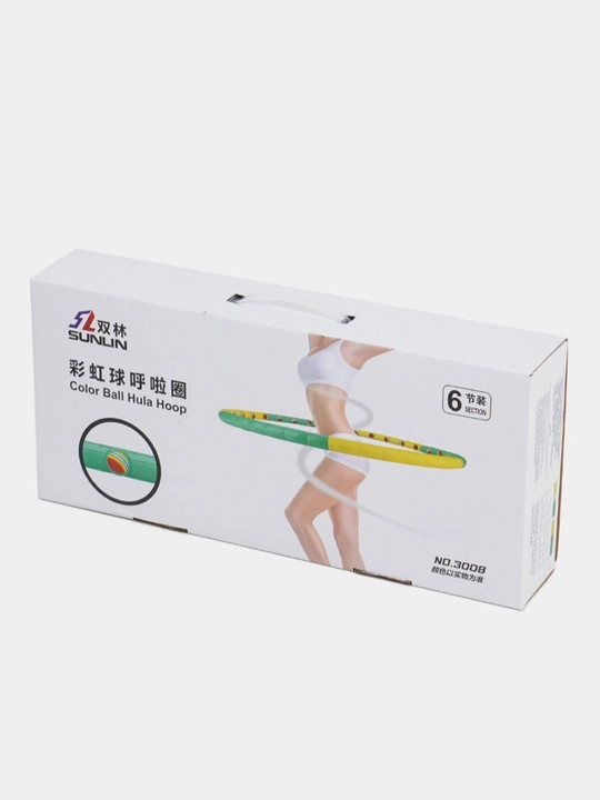 Massajli Hula-Hoop SUNLIN 3008 — rangli massaj sharchalari bilan, 6 seksiyali