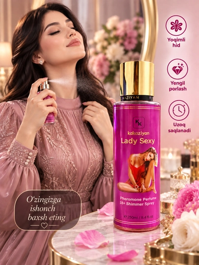 Lady Sexy — ayollar uchun parfyumlangan suv, feromon bilan, spreylar tana uchun