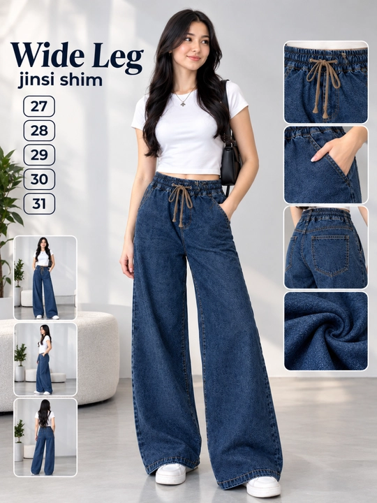 Ayollar jinsi shimi keng, yuqori belli, klesh  jinsi shim, kuzgi shim