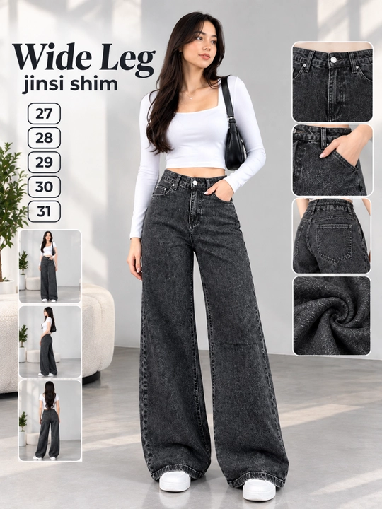 Ayollar jinsi shimi keng, yuqori belli, klesh  jinsi shim, kuzgi shim