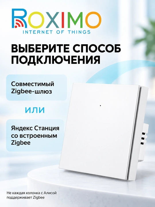ROXIMO Zigbee 3.0 bir tugmali aqlli chiroq kaliti, neytral sim bilan va neytral simsiz