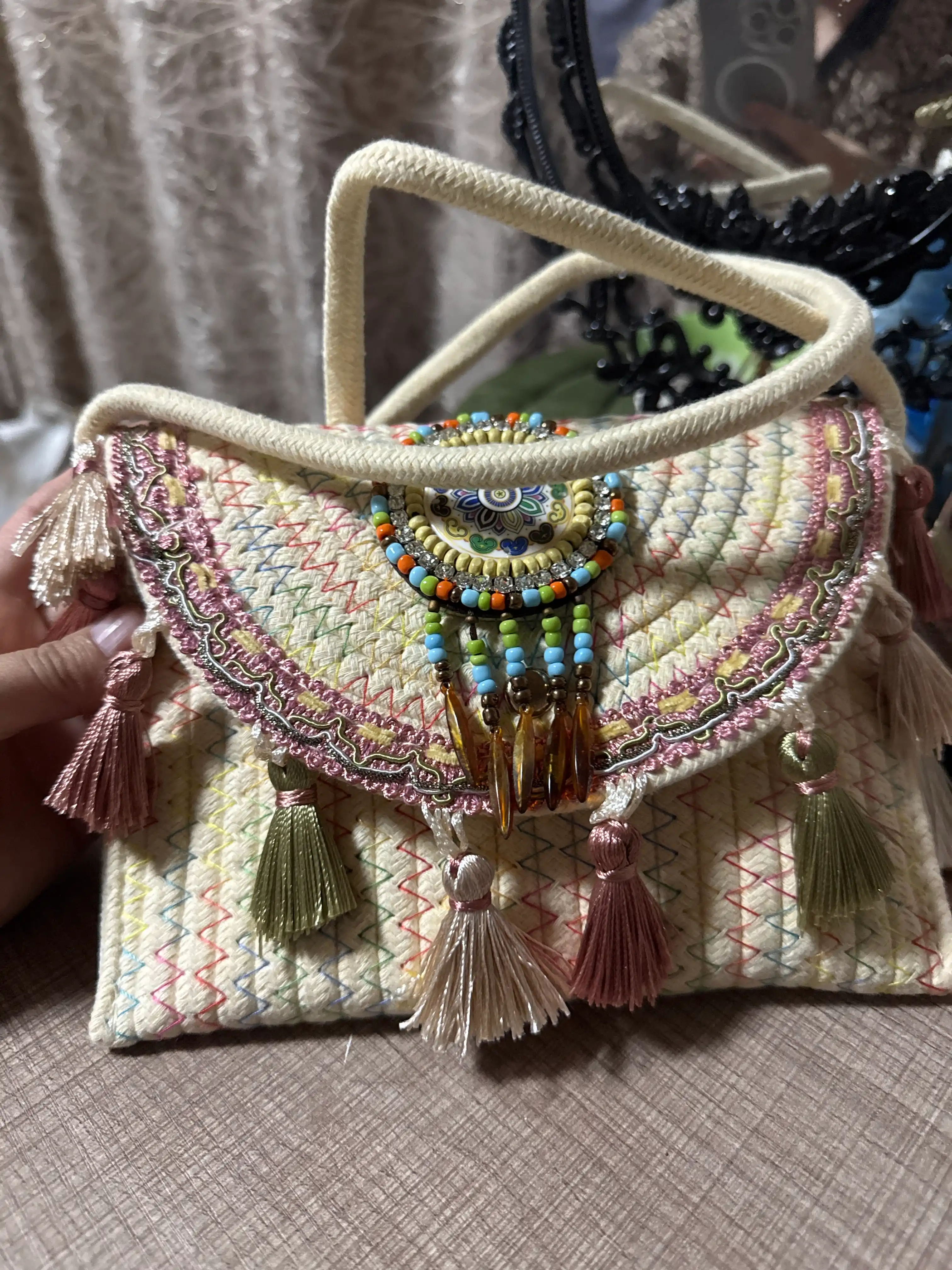 Плетёная сумка в этническом стиле Женская сумка в стиле boho
