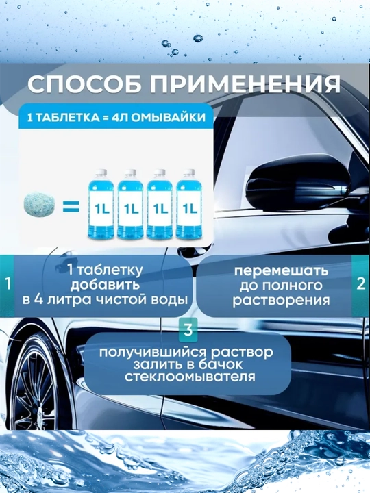 Uy va avtomobil oynalari uchun samarali yuvish tabletkasi — konsentrat