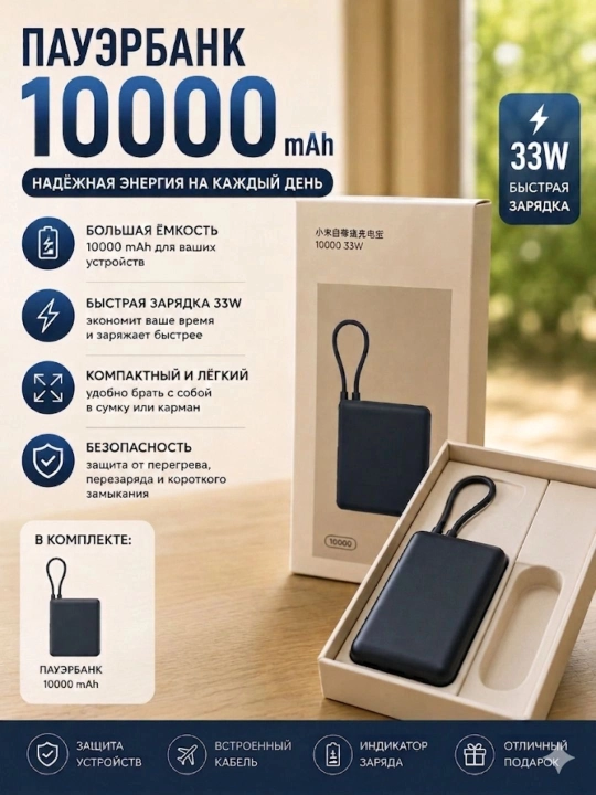 Powerbank Xiaomi X4 с быстрой зарядкой 33 Вт, 10000 мАч внешний аккумулятор