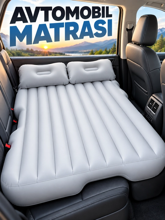 Avtomobil matras, orqa o‘rindiq uchun puflanadigan model, kulrang - 