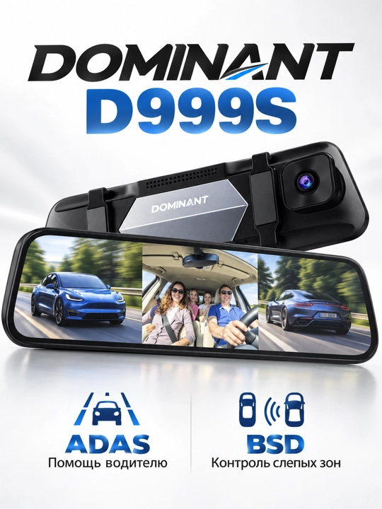 Видеорегистратор DOMINANT 4K, Wi-Fi, 2/3 камеры, ADAS/BSD, CarPlay, 32/64 ГБ