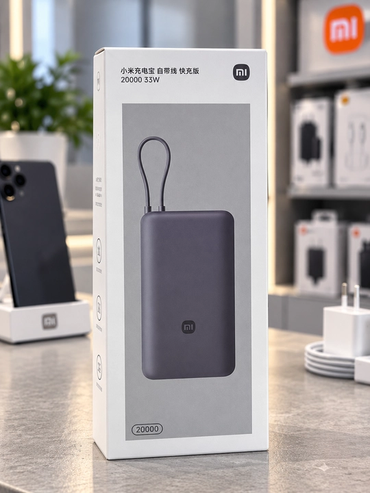 Xiaomi 20000 mAh 33W Power Bank, ichki kabel bilan, tez zaryadlovchi tashqi akkumulyator