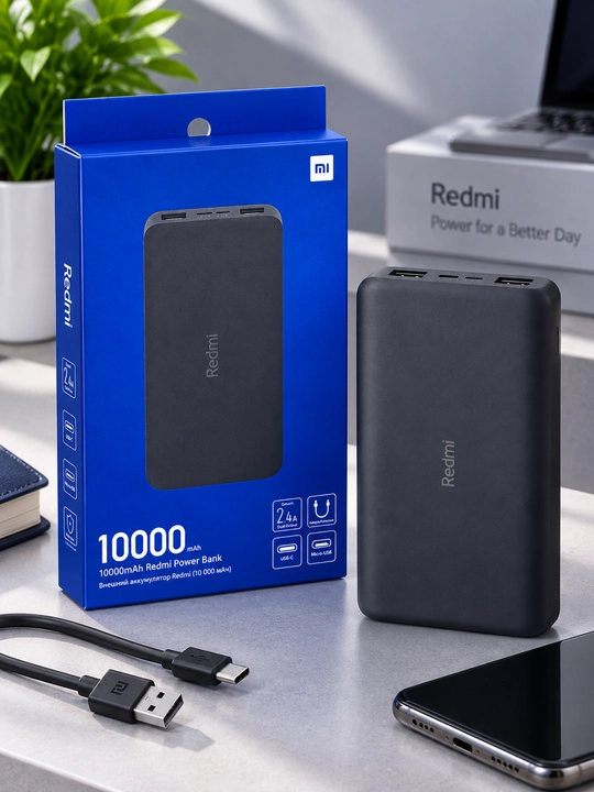 Redmi Power Bank 10000 мАч, быстрая зарядка 2.4A, USB-C, USB-выход - 