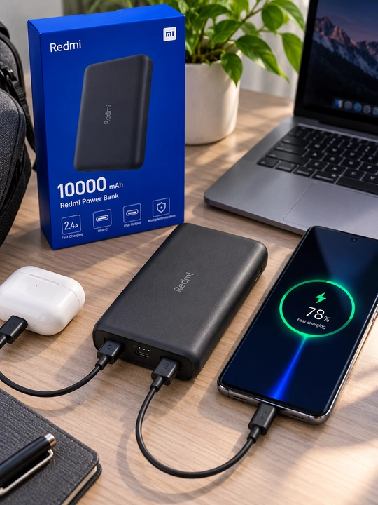 Redmi 10000 mAh Power Bank, 2.4A tez zaryadlash, USB-C, USB chiqishli