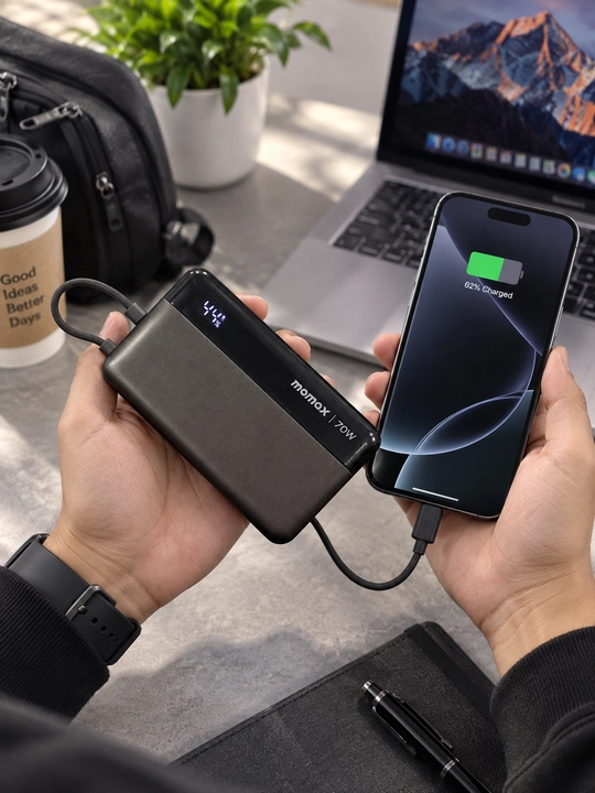 MOMAX Power Bank 70W, портативный внешний аккумулятор с цифровым дисплеем и встроенным - 