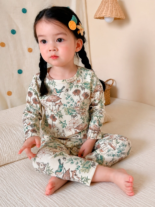 Qiz va o'g'il bolalar uchun paxmoq pijama Uyqu uchun bolalar kiyim to‘plami