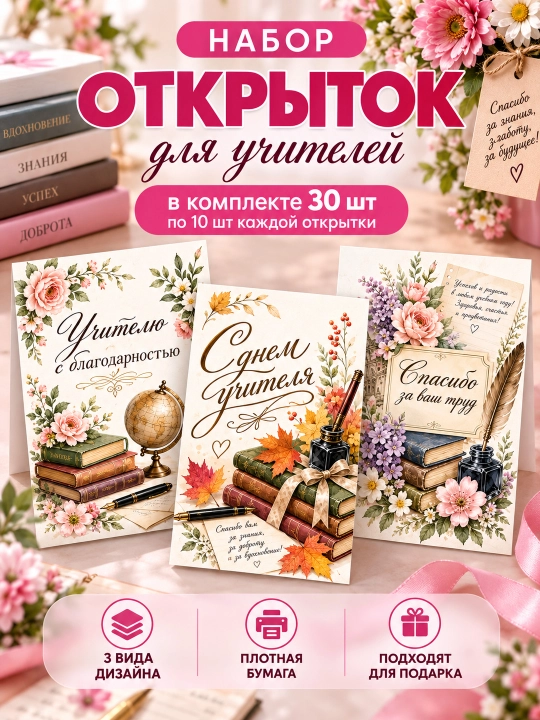 Мини открытки, подарочные открытки, карточки для боксов - 