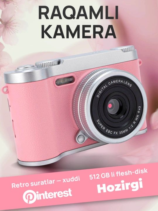Raqamli fotoapparat AF 50 MP, 8X zum, 512 GB gacha xotira kartasini qo‘llab-quvvatlaydi - 