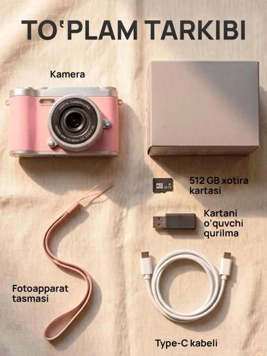 Raqamli fotoapparat AF 50 MP, 8X zum, 512 GB gacha xotira kartasini qo‘llab-quvvatlaydi