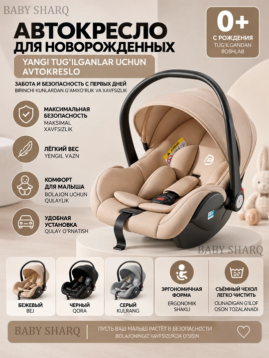 Детское автокресло 0–12 лет, 9–36 кг, ISOFIX, 360° поворотное сиденье для ребёнка в машину - 
