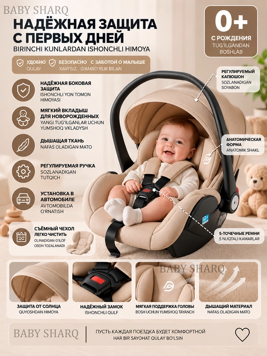 Bolalar avtomobil o‘rindig‘i, avtokreslo 0–12 yosh 9–36 kg ISOFIX, 360° aylanadigan kreslo