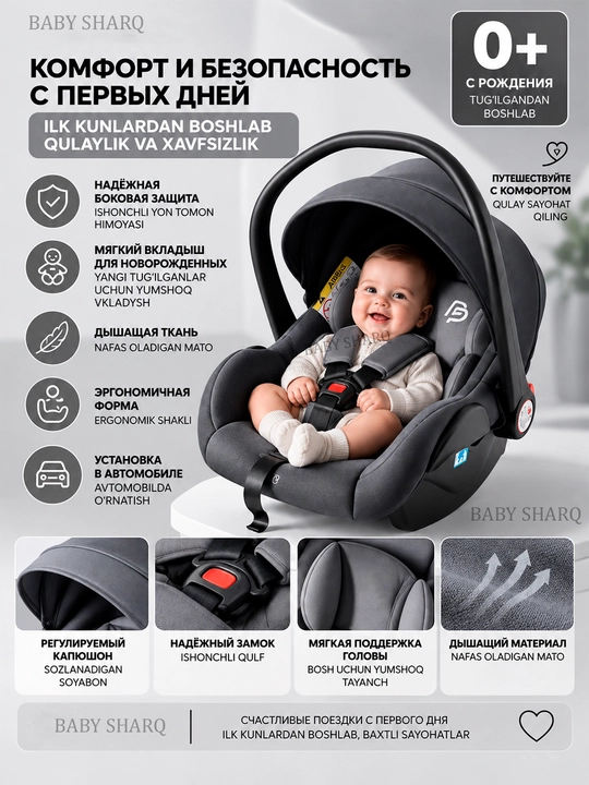 Детское автокресло 0–12 лет, 9–36 кг, ISOFIX, 360° поворотное сиденье для ребёнка в машину