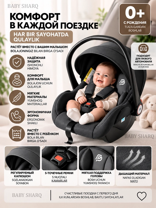 Детское автокресло 0–12 лет, 9–36 кг, ISOFIX, 360° поворотное сиденье для ребёнка в машину
