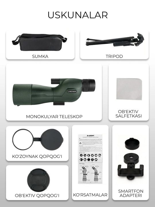 Professional 25–75×60 monokulyar teleskop
