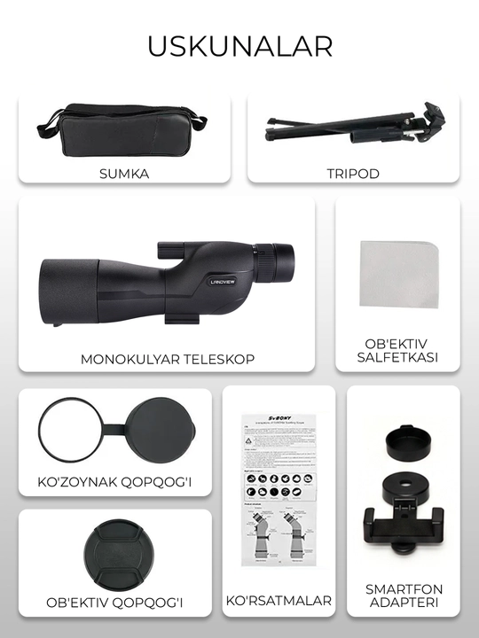 Professional 25–75×60 monokulyar teleskop
