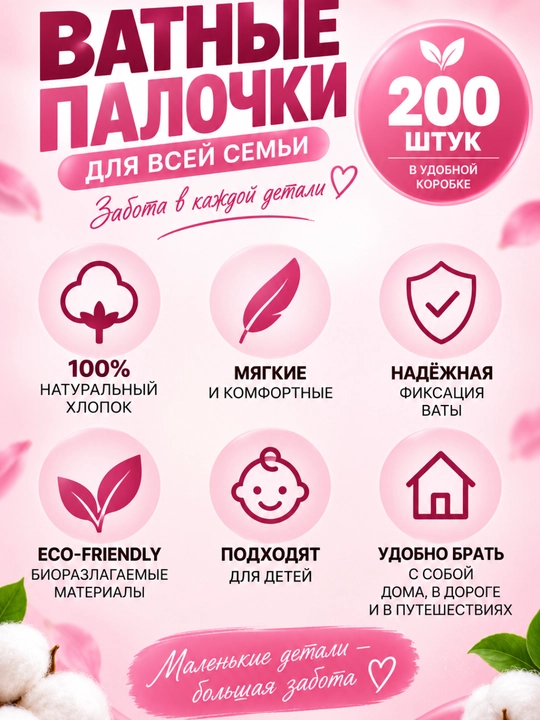 Paxta tayoqchalari, 200 dona