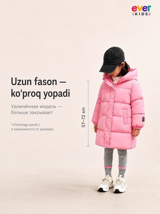 Kurtka qizlar uchun qishki, issiqlashtirilgan bolalar kurtkasi