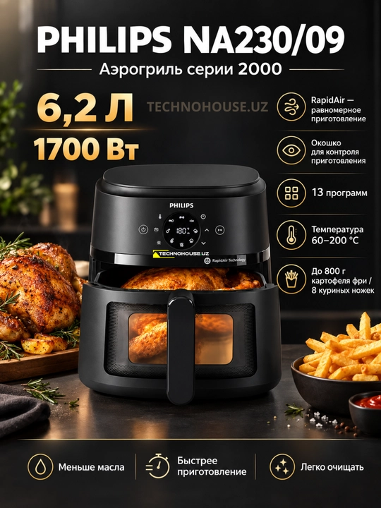Air grill Philips NA230, 1700vat frityur, 6,5 l - 